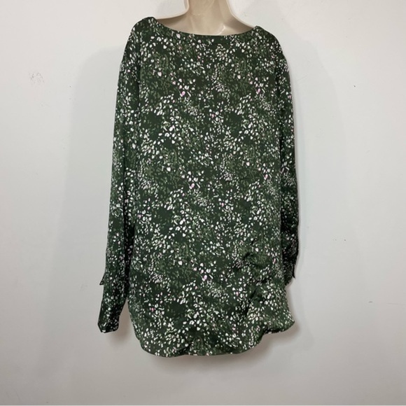 NWT Banana Republic blouse size XL green pink speckled long sleeve - Picture 3 of 8